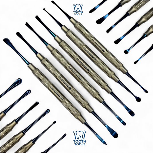 6-piece premium periosteal elevator set with blue titanium coating, professional dental surgical instruments for bone and tissue reflection