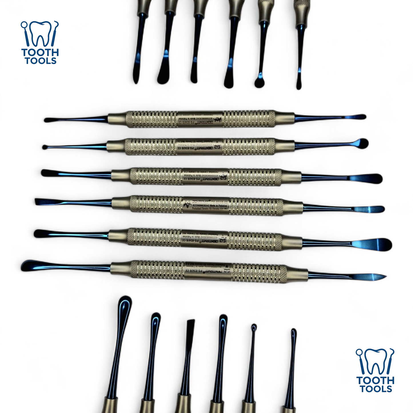 6-piece premium periosteal elevator set with blue titanium coating, professional dental surgical instruments for bone and tissue  .