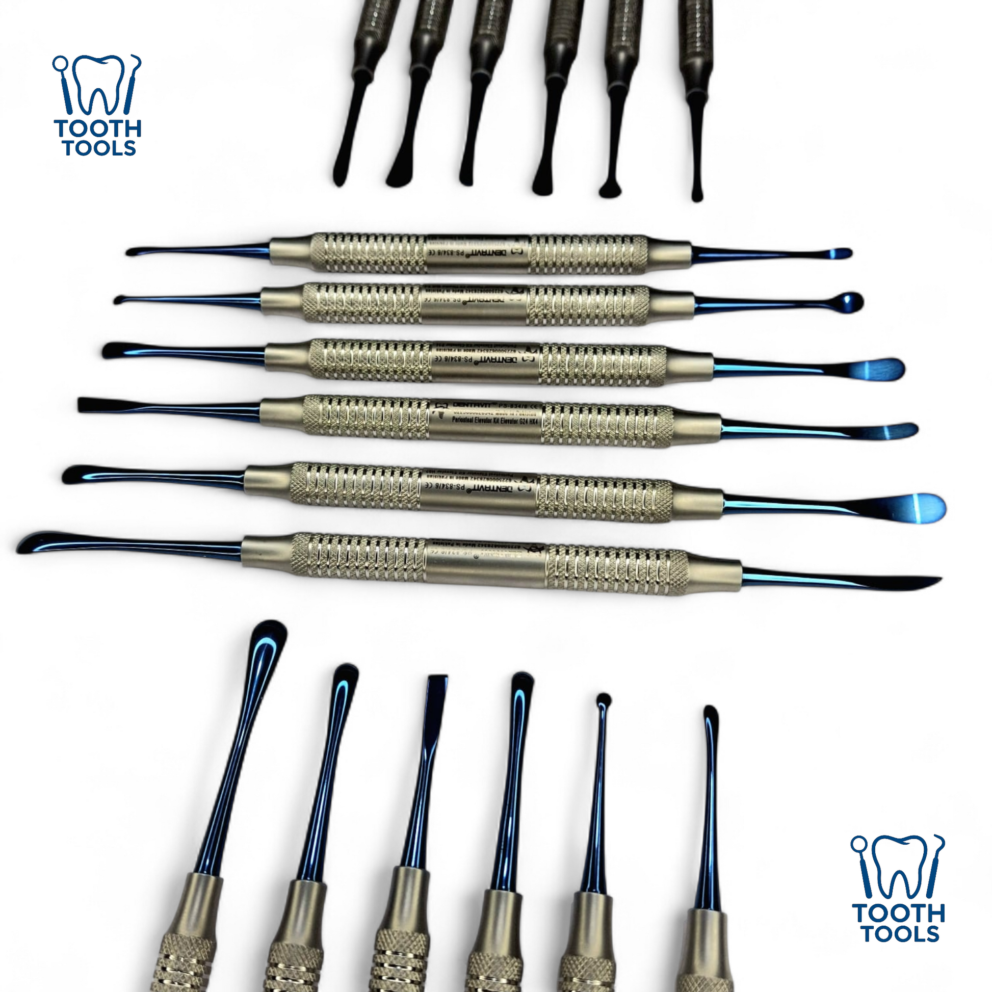 6-piece premium periosteal elevator set with blue titanium coating, professional dental surgical instruments for bone and tissue reflection 3