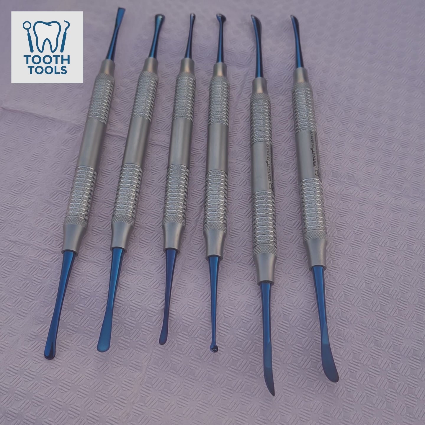 6-piece premium periosteal elevator set with blue titanium coating, professional dental surgical instruments for bone and tissue reflection